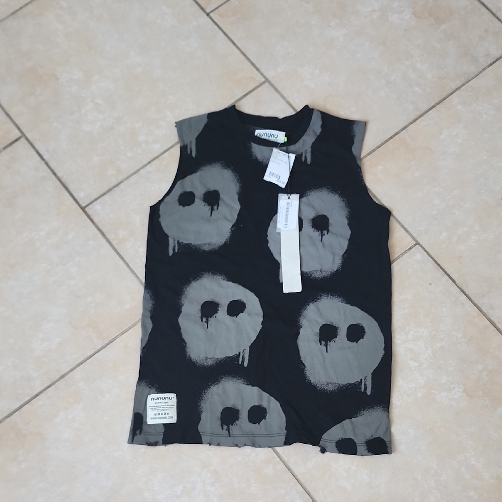 Nununu Black and Gray Graphic Tank Top